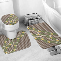 Aloha Puakenikeni Anthurium Pikake Lei Bathroom Set Chocolate Hawaiian Palaka Pattern