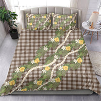 Aloha Puakenikeni Anthurium Pikake Lei Bedding Set Chocolate Hawaiian Palaka Pattern
