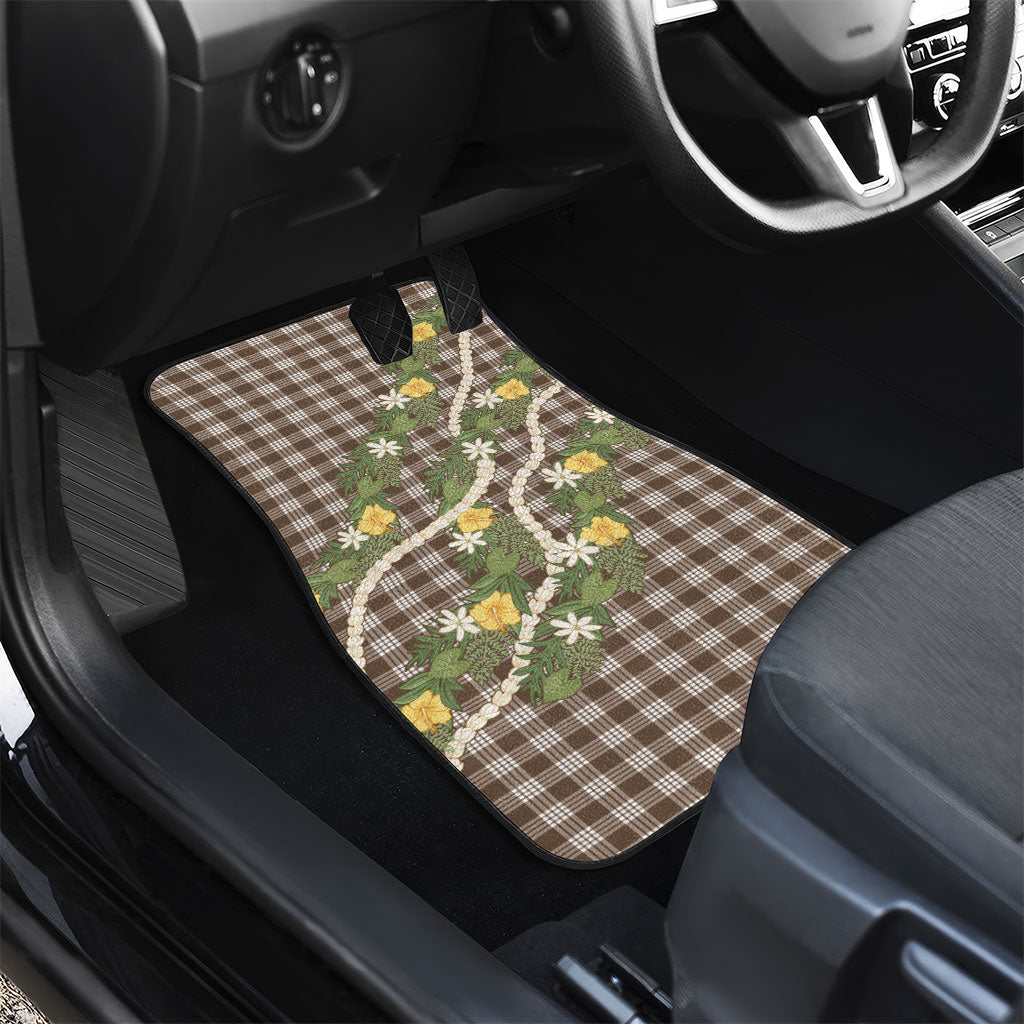 Aloha Puakenikeni Anthurium Pikake Lei Car Mats Chocolate Hawaiian Palaka Pattern