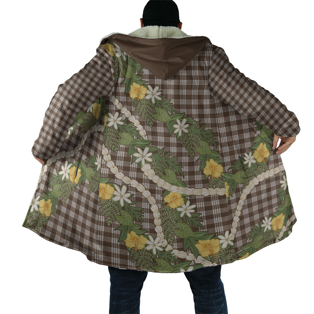 Aloha Puakenikeni Anthurium Pikake Lei Cloak Chocolate Hawaiian Palaka Pattern