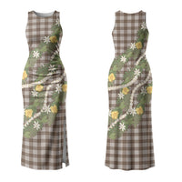 Aloha Puakenikeni Anthurium Pikake Lei Couples Matching Tank Maxi Dress and Hawaiian Shirt Chocolate Hawaiian Palaka Pattern LT9 - Polynesian Pride