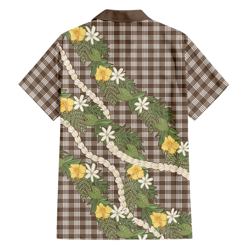 Aloha Puakenikeni Anthurium Pikake Lei Family Matching Puletasi and Hawaiian Shirt Chocolate Hawaiian Palaka Pattern LT9 - Polynesian Pride