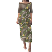 Aloha Puakenikeni Anthurium Pikake Lei Family Matching Puletasi and Hawaiian Shirt Chocolate Hawaiian Palaka Pattern LT9 Mom's Dress Chocolate - Polynesian Pride