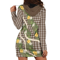 Aloha Puakenikeni Anthurium Pikake Lei Hoodie Dress Chocolate Hawaiian Palaka Pattern