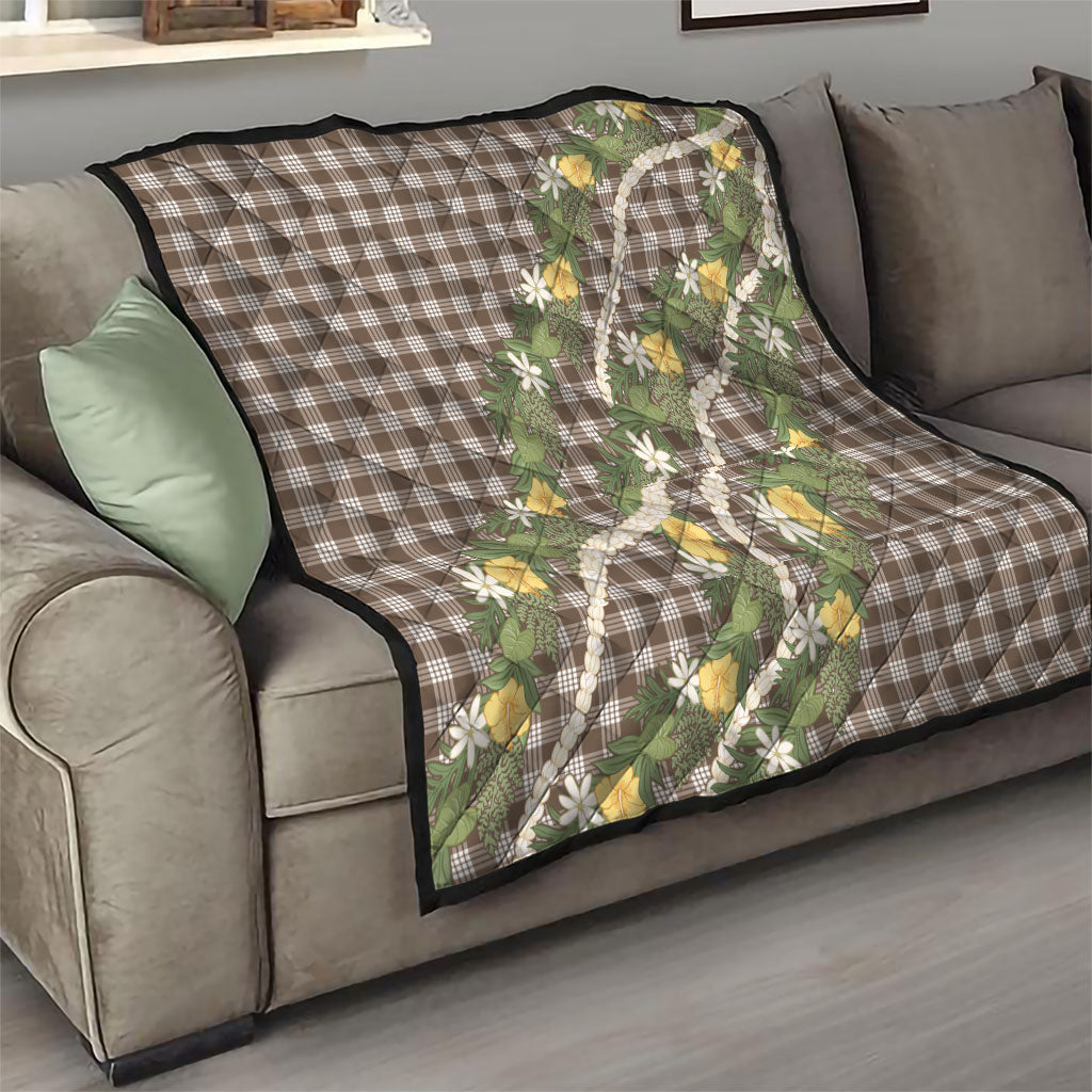Aloha Puakenikeni Anthurium Pikake Lei Quilt Chocolate Hawaiian Palaka Pattern