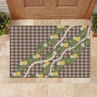 Aloha Puakenikeni Anthurium Pikake Lei Rubber Doormat Chocolate Hawaiian Palaka Pattern