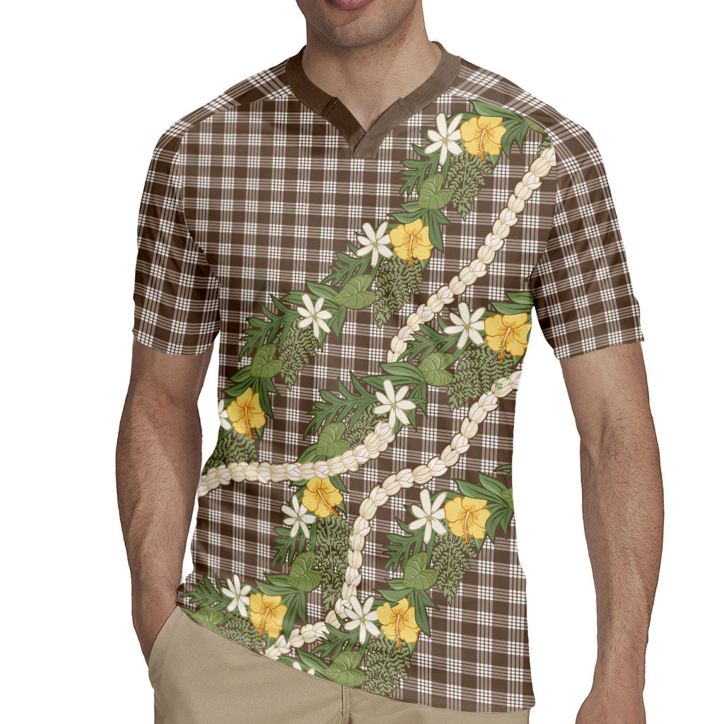 Aloha Puakenikeni Anthurium Pikake Lei Rugby Jersey Chocolate Hawaiian Palaka Pattern