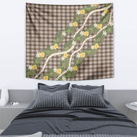 Aloha Puakenikeni Anthurium Pikake Lei Tapestry Chocolate Hawaiian Palaka Pattern