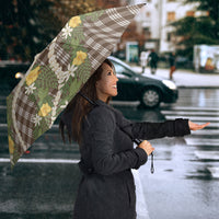 Aloha Puakenikeni Anthurium Pikake Lei Umbrella Chocolate Hawaiian Palaka Pattern