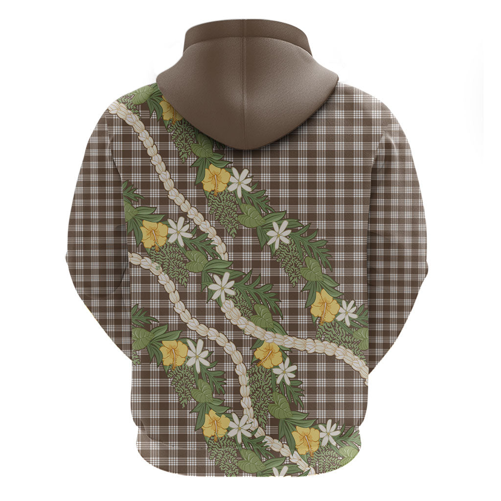 Aloha Puakenikeni Anthurium Pikake Lei Zip Hoodie Chocolate Hawaiian Palaka Pattern LT9 - Polynesian Pride