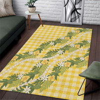 Aloha Puakenikeni Anthurium Pikake Lei Area Rug Gold Hawaiian Palaka Pattern