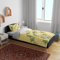 Aloha Puakenikeni Anthurium Pikake Lei Bedding Set Gold Hawaiian Palaka Pattern