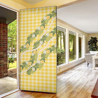 Aloha Puakenikeni Anthurium Pikake Lei Door Cover Gold Hawaiian Palaka Pattern