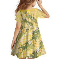 Aloha Puakenikeni Anthurium Pikake Lei Family Matching Off Shoulder Maxi Dress and Hawaiian Shirt Gold Hawaiian Palaka Pattern LT9 - Polynesian Pride