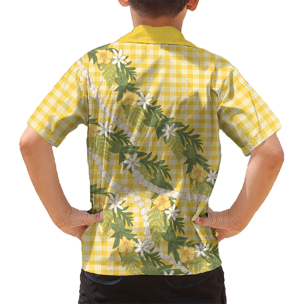 Aloha Puakenikeni Anthurium Pikake Lei Family Matching Summer Maxi Dress and Hawaiian Shirt Gold Hawaiian Palaka Pattern LT9 - Polynesian Pride
