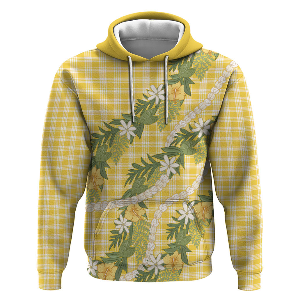 Aloha Puakenikeni Anthurium Pikake Lei Hoodie Gold Hawaiian Palaka Pattern