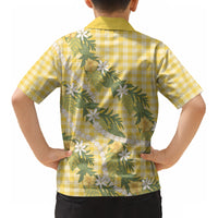 Aloha Puakenikeni Anthurium Pikake Lei Kid Hawaiian Shirt Gold Hawaiian Palaka Pattern LT9 - Polynesian Pride