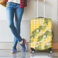 Aloha Puakenikeni Anthurium Pikake Lei Luggage Cover Gold Hawaiian Palaka Pattern