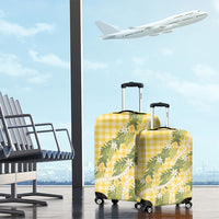 Aloha Puakenikeni Anthurium Pikake Lei Luggage Cover Gold Hawaiian Palaka Pattern