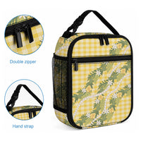 Aloha Puakenikeni Anthurium Pikake Lei Lunch Bag Gold Hawaiian Palaka Pattern LT9 - Polynesian Pride