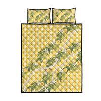 Aloha Puakenikeni Anthurium Pikake Lei Quilt Bed Set Gold Hawaiian Palaka Pattern