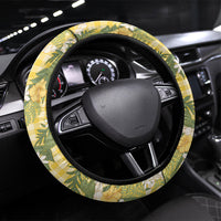 Aloha Puakenikeni Anthurium Pikake Lei Steering Wheel Cover Gold Hawaiian Palaka Pattern