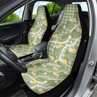 Aloha Puakenikeni Anthurium Pikake Lei Car Seat Cover Green Hawaiian Palaka Pattern