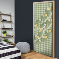 Aloha Puakenikeni Anthurium Pikake Lei Door Cover Green Hawaiian Palaka Pattern