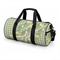 Aloha Puakenikeni Anthurium Pikake Lei Duffle Bag Green Hawaiian Palaka Pattern LT9 - Polynesian Pride