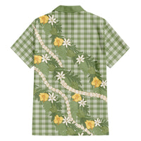 Aloha Puakenikeni Anthurium Pikake Lei Family Matching Mermaid Dress and Hawaiian Shirt Green Hawaiian Palaka Pattern LT9 - Polynesian Pride