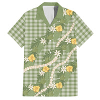 Aloha Puakenikeni Anthurium Pikake Lei Hawaiian Shirt Green Hawaiian Palaka Pattern