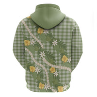 Aloha Puakenikeni Anthurium Pikake Lei Hoodie Green Hawaiian Palaka Pattern