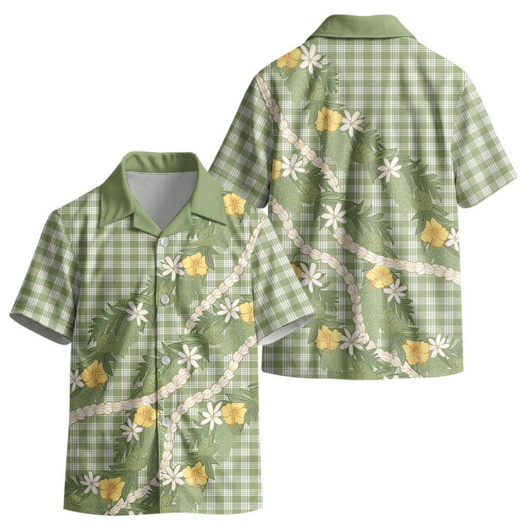 Aloha Puakenikeni Anthurium Pikake Lei Kid Hawaiian Shirt Green Hawaiian Palaka Pattern LT9 - Polynesian Pride