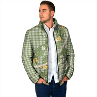 Aloha Puakenikeni Anthurium Pikake Lei Padded Jacket Green Hawaiian Palaka Pattern