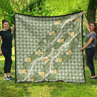 Aloha Puakenikeni Anthurium Pikake Lei Quilt Green Hawaiian Palaka Pattern