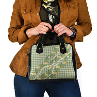 Aloha Puakenikeni Anthurium Pikake Lei Shoulder Handbag Green Hawaiian Palaka Pattern