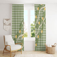 Aloha Puakenikeni Anthurium Pikake Lei Window Curtain Green Hawaiian Palaka Pattern