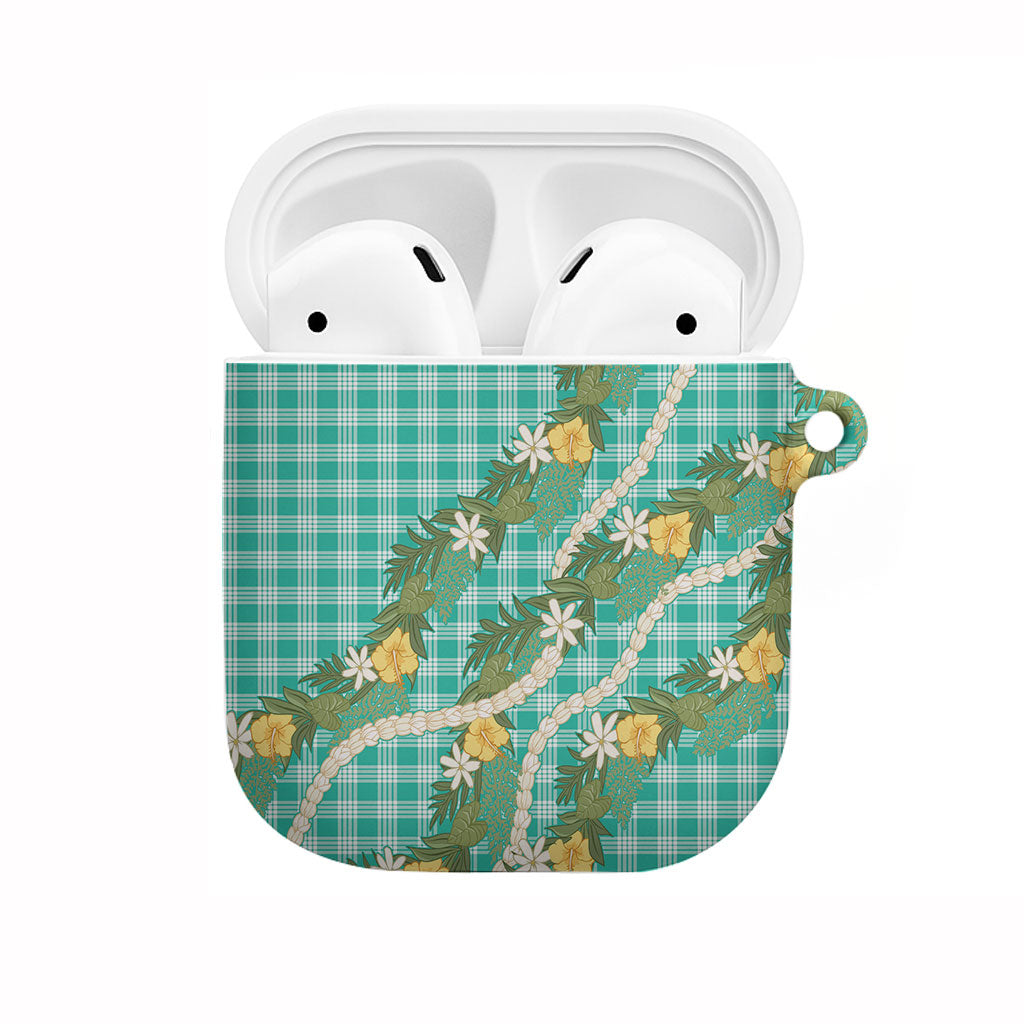 Aloha Puakenikeni Anthurium Pikake Lei AirPods Case Marine Hawaiian Palaka Pattern LT9 Marine - Polynesian Pride