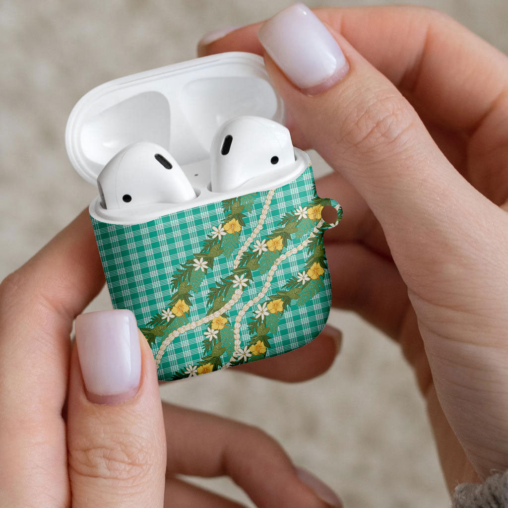 Aloha Puakenikeni Anthurium Pikake Lei AirPods Case Marine Hawaiian Palaka Pattern LT9 - Polynesian Pride