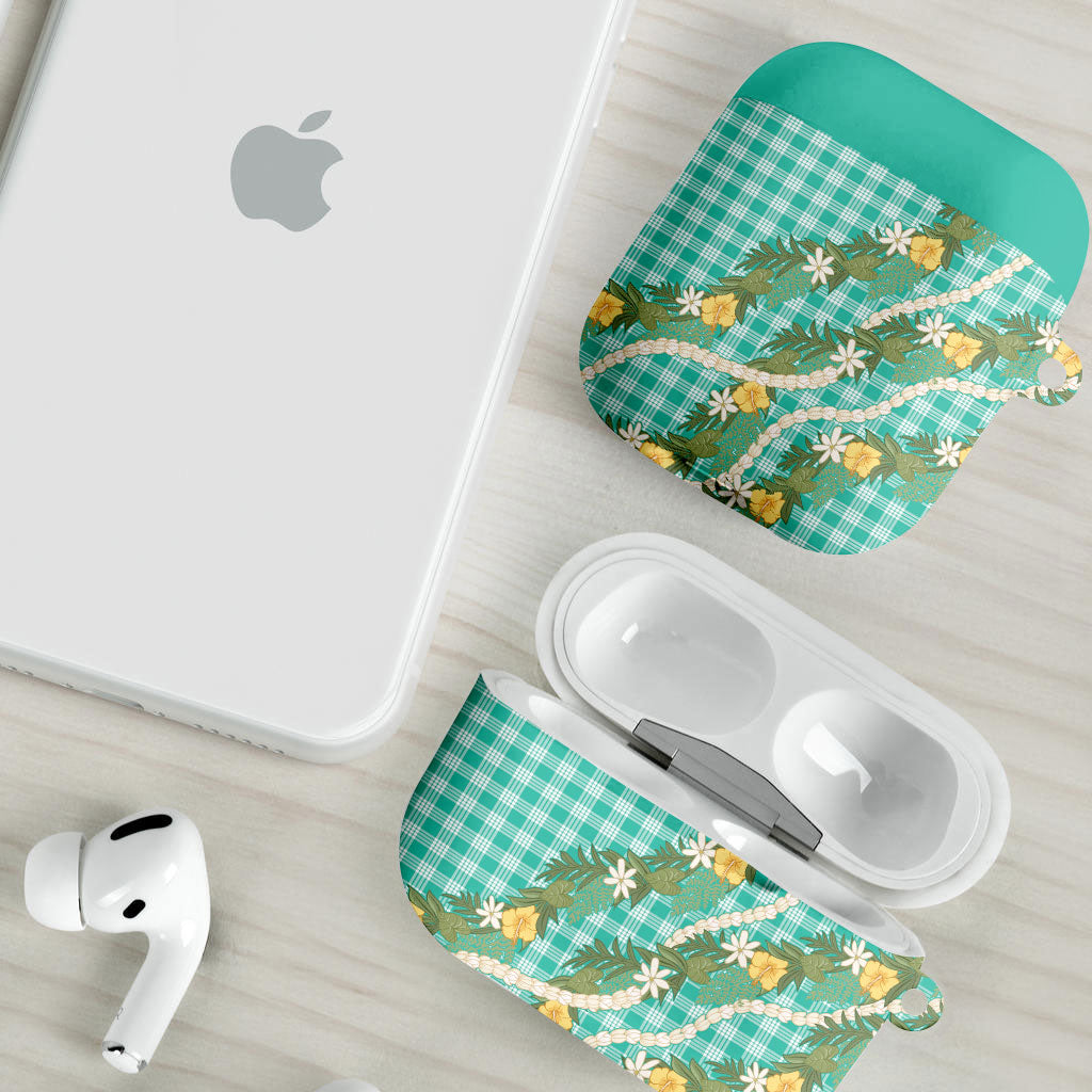 Aloha Puakenikeni Anthurium Pikake Lei AirPods Case Marine Hawaiian Palaka Pattern LT9 - Polynesian Pride