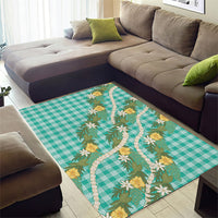 Aloha Puakenikeni Anthurium Pikake Lei Area Rug Marine Hawaiian Palaka Pattern