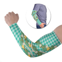 Aloha Puakenikeni Anthurium Pikake Lei Arm Sleeves Marine Hawaiian Palaka Pattern LT9 Set of 2 Marine - Polynesian Pride