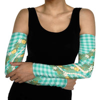Aloha Puakenikeni Anthurium Pikake Lei Arm Sleeves Marine Hawaiian Palaka Pattern LT9 - Polynesian Pride