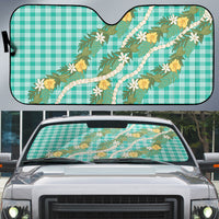 Aloha Puakenikeni Anthurium Pikake Lei Auto Sun Shade Marine Hawaiian Palaka Pattern