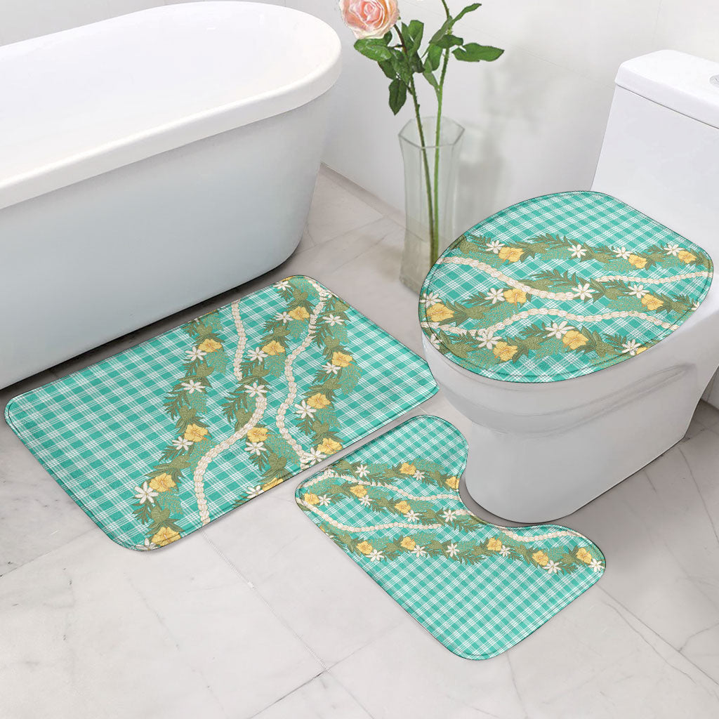 Aloha Puakenikeni Anthurium Pikake Lei Bathroom Set Marine Hawaiian Palaka Pattern