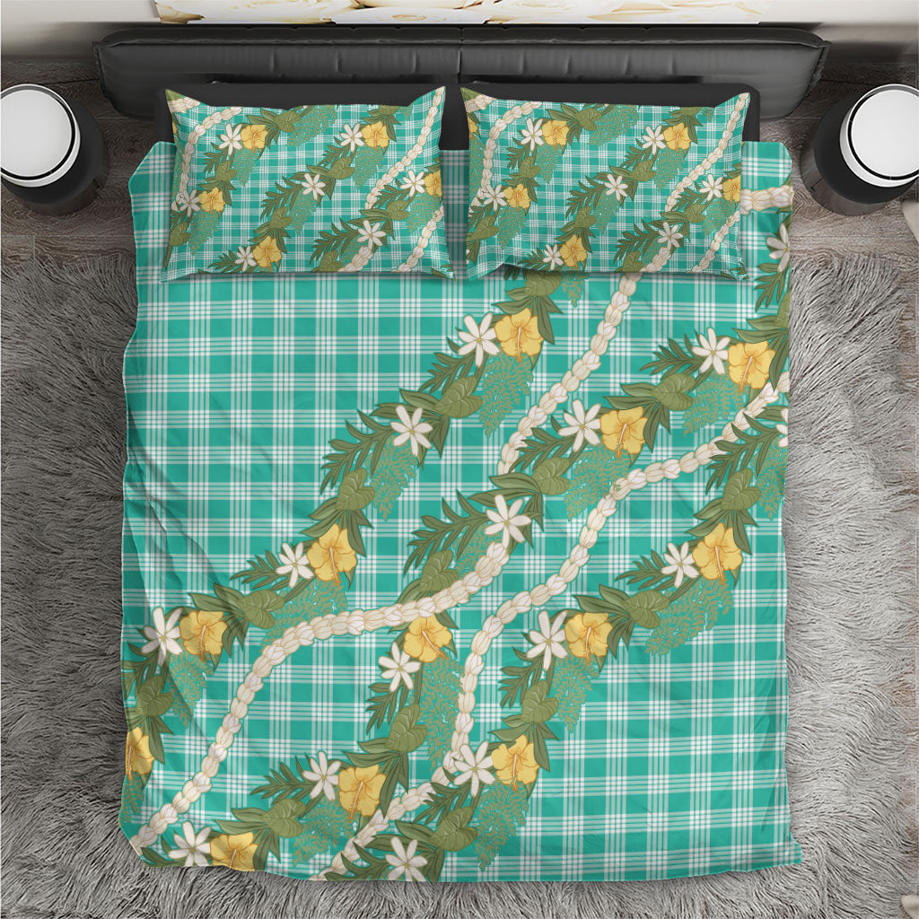 Aloha Puakenikeni Anthurium Pikake Lei Bedding Set Marine Hawaiian Palaka Pattern