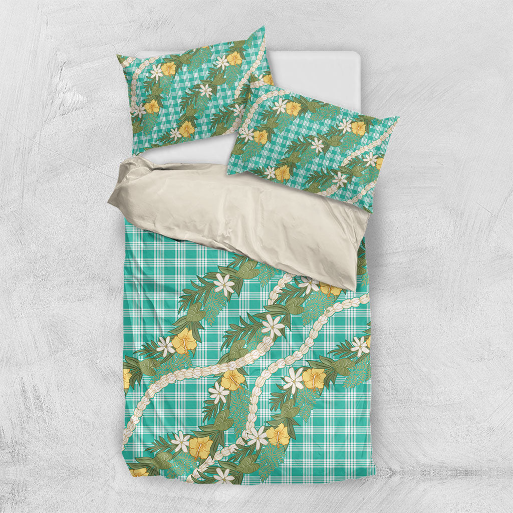 Aloha Puakenikeni Anthurium Pikake Lei Bedding Set Marine Hawaiian Palaka Pattern