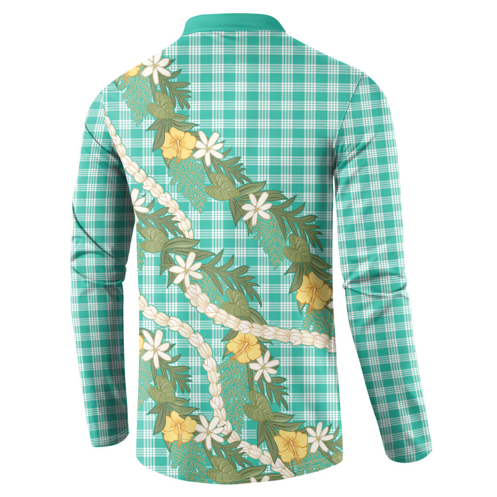 Aloha Puakenikeni Anthurium Pikake Lei Button Sweatshirt Marine Hawaiian Palaka Pattern