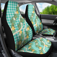 Aloha Puakenikeni Anthurium Pikake Lei Car Seat Cover Marine Hawaiian Palaka Pattern LT9 - Polynesian Pride