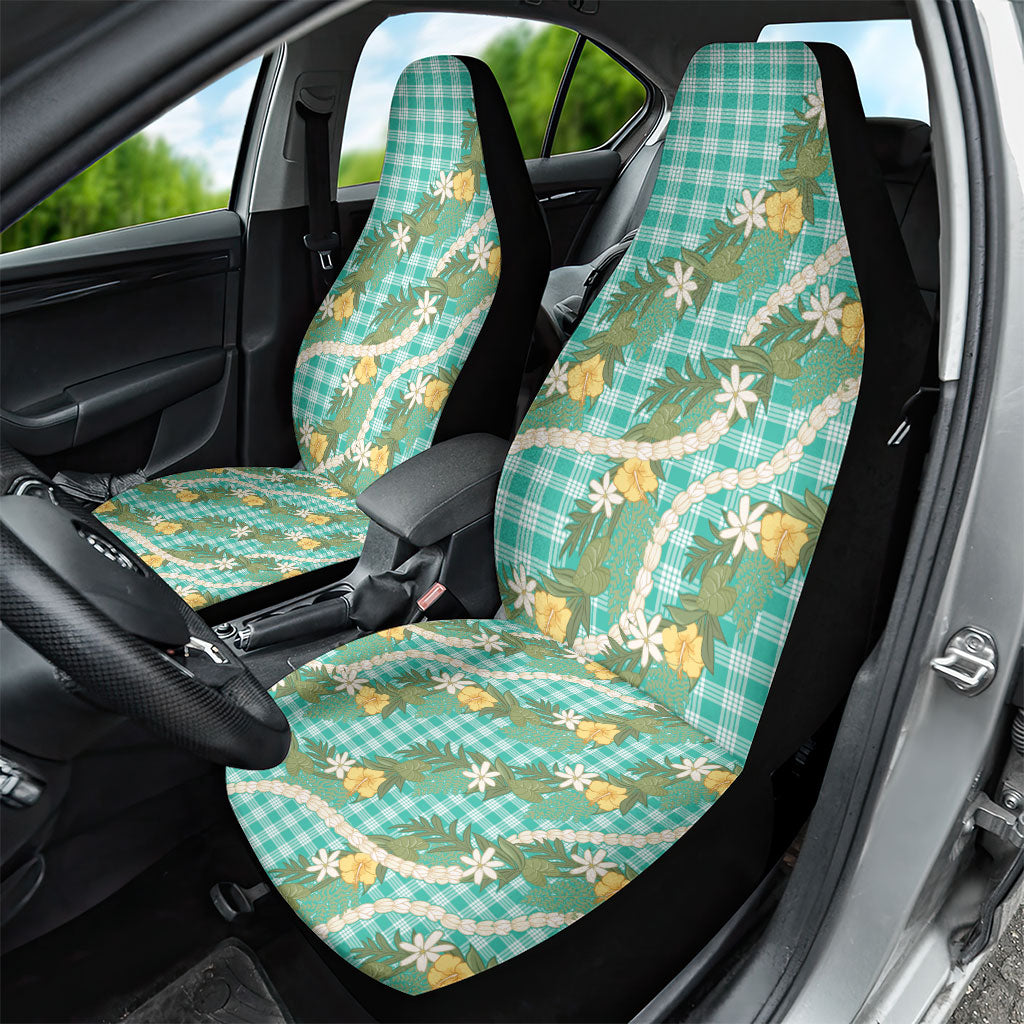 Aloha Puakenikeni Anthurium Pikake Lei Car Seat Cover Marine Hawaiian Palaka Pattern LT9 - Polynesian Pride
